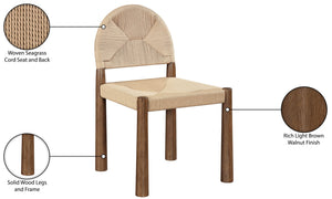 Meridian Furniture Bohemia Seagrass Cord Woven Dining Chair with Solid Walnut Tapered Legs Natural 332-C