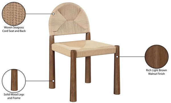 Meridian Furniture Bohemia Seagrass Cord Woven Dining Chair with Solid Walnut Tapered Legs Natural 332-C
