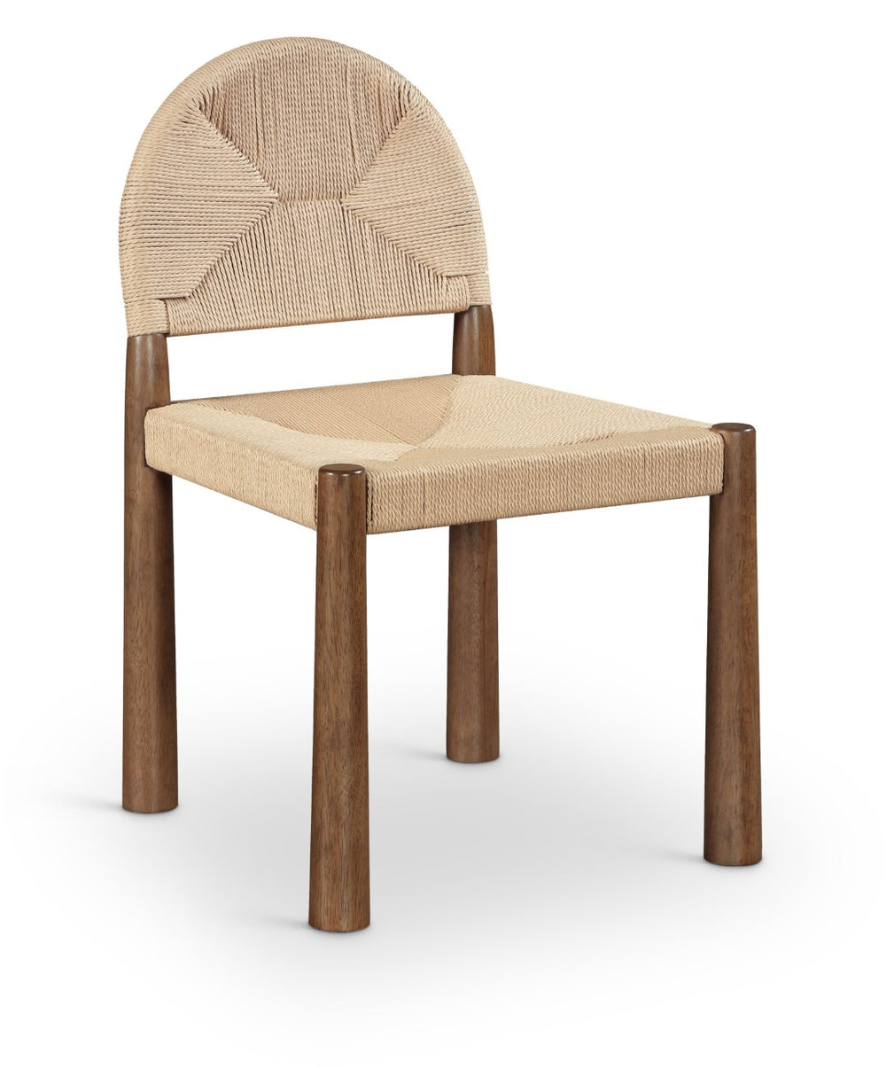 Meridian Furniture Bohemia Seagrass Cord Woven Dining Chair with Solid Walnut Tapered Legs Natural 332-C