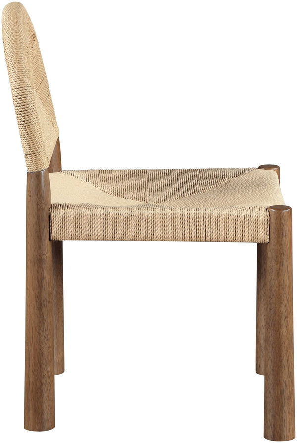 Meridian Furniture Bohemia Seagrass Cord Woven Dining Chair with Solid Walnut Tapered Legs Natural 332-C