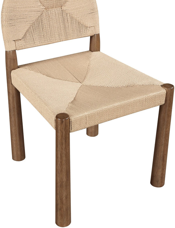 Meridian Furniture Bohemia Seagrass Cord Woven Dining Chair with Solid Walnut Tapered Legs Natural 332-C