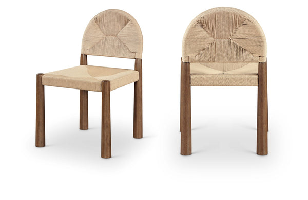 Meridian Furniture Bohemia Seagrass Cord Woven Dining Chair with Solid Walnut Tapered Legs Natural 332-C
