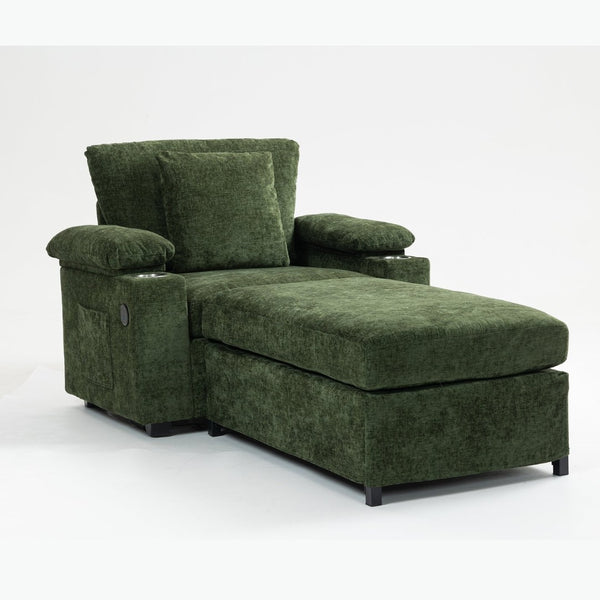 English Elm Ergonomic Oversized Chenille Accent Chair with Lumbar Support and Usb Charging Port W2606P255581
