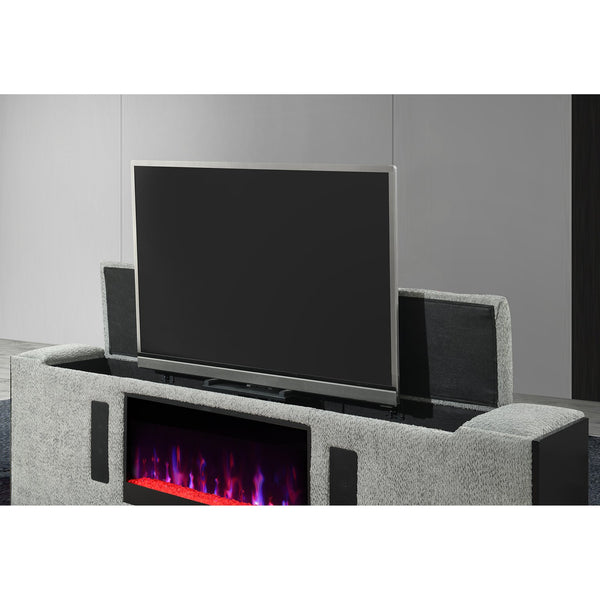 English Elm Isaiah Ultra-Soft Upholstered 5PC Bedroom Set with 50" TV Lift, LED, Speakers & Fireplace Queen B201S00407