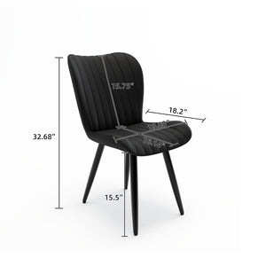 English Elm Set of 2 Armless Faux Leather Dining Chairs with Cushioned Seats and Metal Legs Black W3316P426943