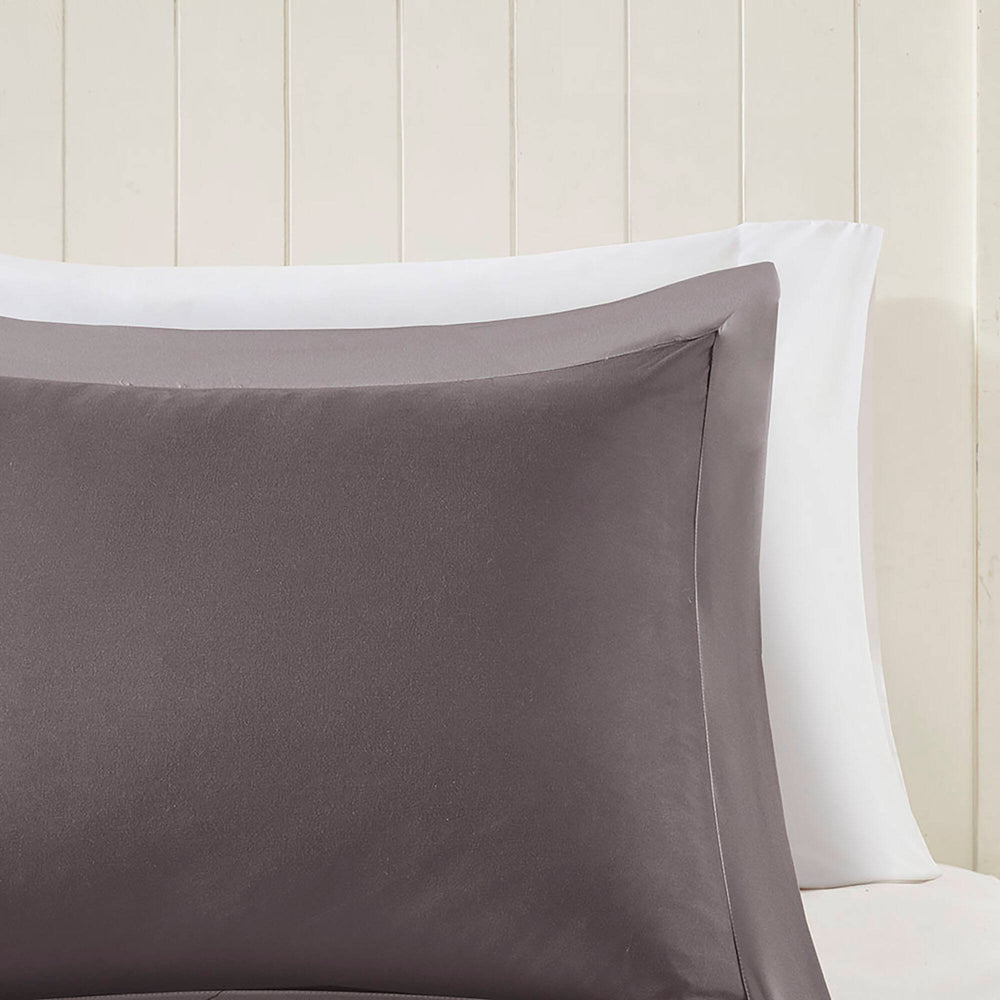 JLA Home Madison Park Essentials - 3M Madison Park Essentials Larkspur Reversible Microfiber Comforter Set — Diamond Quilted, Stain-Resistant Charcoal/Grey MPE10-615