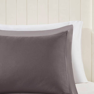 JLA Home Madison Park Essentials - 3M Madison Park Essentials Larkspur Reversible Microfiber Comforter Set — Diamond Quilted, Stain-Resistant Charcoal/Grey MPE10-615