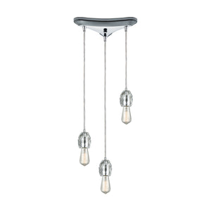 Socketholder 12'' Wide 3-Light Triangular Pendant - Polished Chrome 33220/3 Elk Lighting