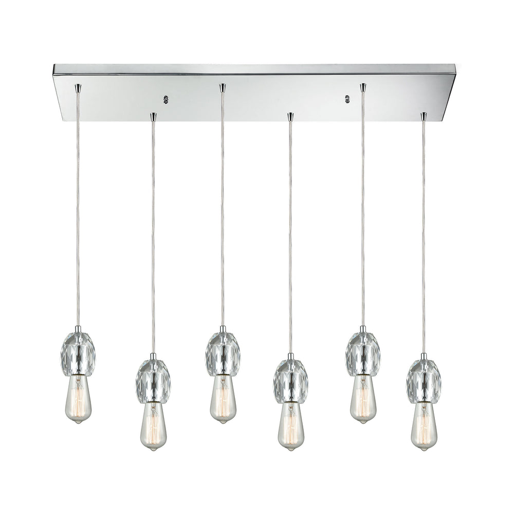 Socketholder 32'' Wide 6-Light Rectangular Pendant - Polished Chrome 32221/6RC Elk Lighting