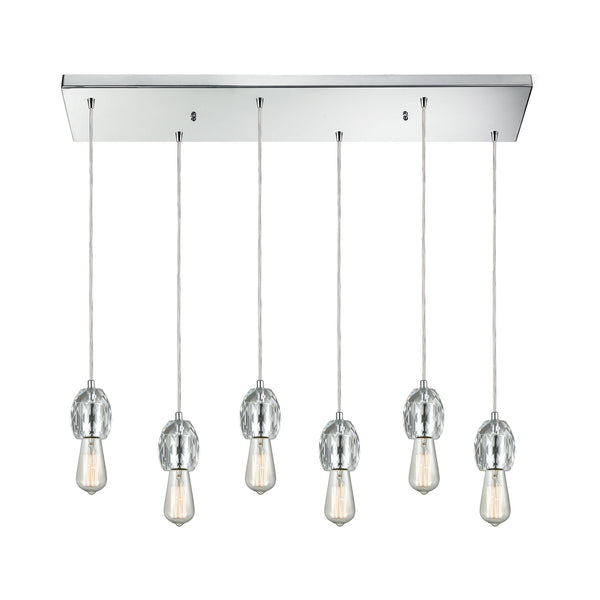 Socketholder 32'' Wide 6-Light Rectangular Pendant - Polished Chrome 33220/6RC Elk Lighting