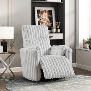 English Elm Luxurious Corduroy Swivel Glider Recliner Chair Gray — Plush Pull-Handle Reclining Comfort, Modern Upholstery B011P396178