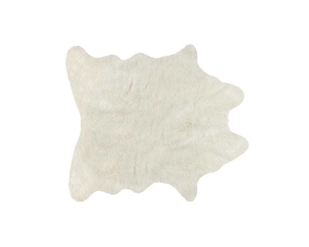 Homeroots 4' X 5' Off White Faux Cowhide Animal Print Cowhide Area Rug  Faux Cowhide 332248