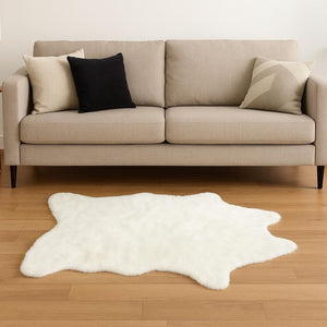 HomeRoots 4' Off White Faux Cowhide Area Rug - Soft, Luxurious, Unique Shape for Modern Rustic Décor Accent 332248