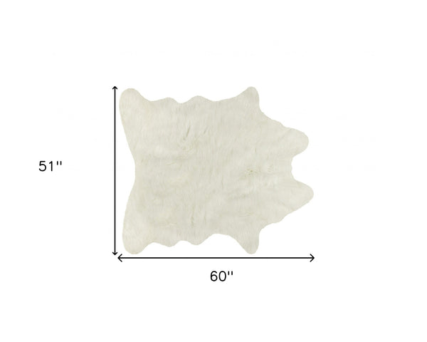 Homeroots 4' X 5' Off White Faux Cowhide Animal Print Cowhide Area Rug  Faux Cowhide 332248