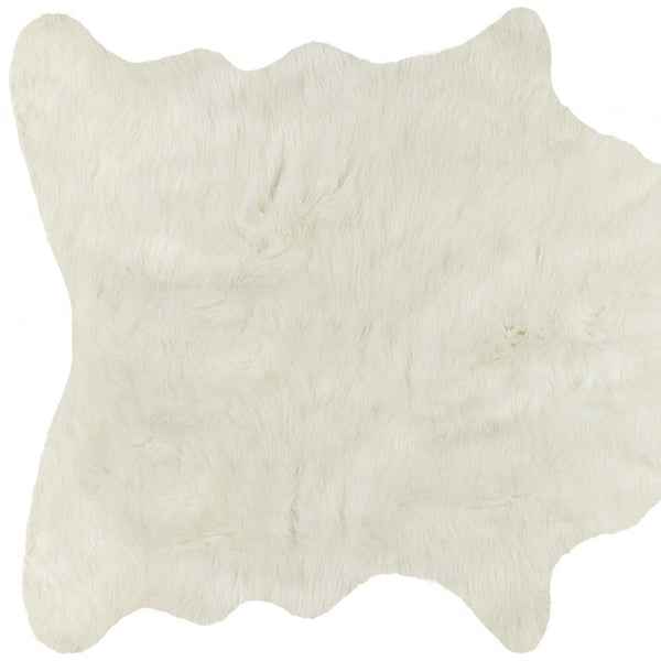 Homeroots 4' X 5' Off White Faux Cowhide Animal Print Cowhide Area Rug  Faux Cowhide 332248