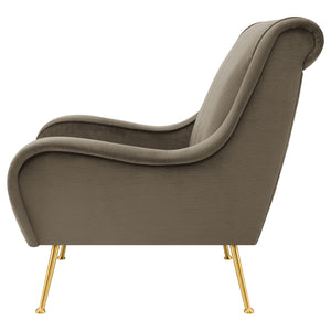 English Elm Lundy Truffle Romantic Mid-Century Accent Chair with Textured Upholstery, Welt Trim & Gold Legs B062P358333