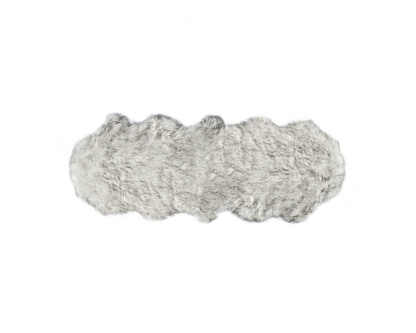 Homeroots 24" X 72" X 1.5" Grey Faux Sheepskin - Rug  Acrylic 332263