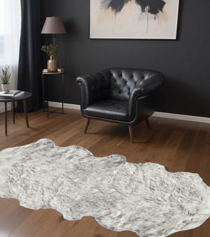 Homeroots 24" X 72" X 1.5" Grey Faux Sheepskin - Rug  Acrylic 332263