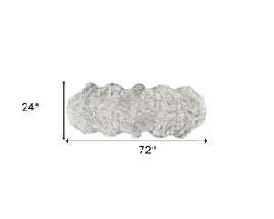 Homeroots 24" X 72" X 1.5" Grey Faux Sheepskin - Rug  Acrylic 332263