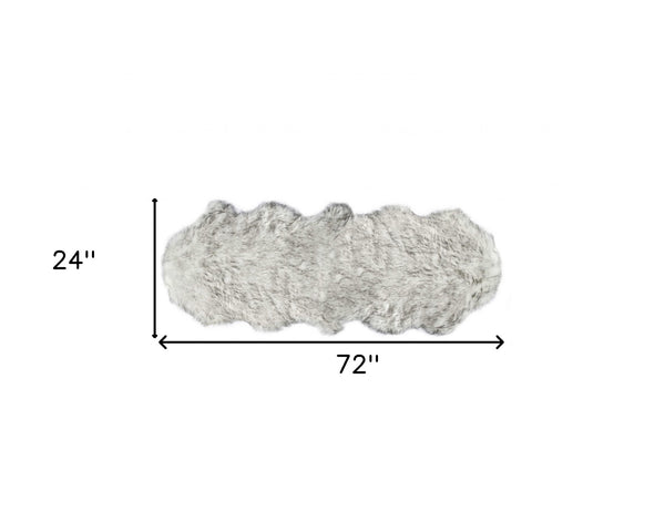 Homeroots 24" X 72" X 1.5" Grey Faux Sheepskin - Rug  Acrylic 332263