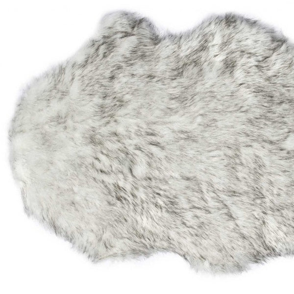 Homeroots 24" X 72" X 1.5" Grey Faux Sheepskin - Rug  Acrylic 332263