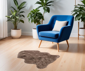 Homeroots 24" X 36" Taupe Sheepskin Single Long-haired - Rug  Genuine Sheepskin 332267