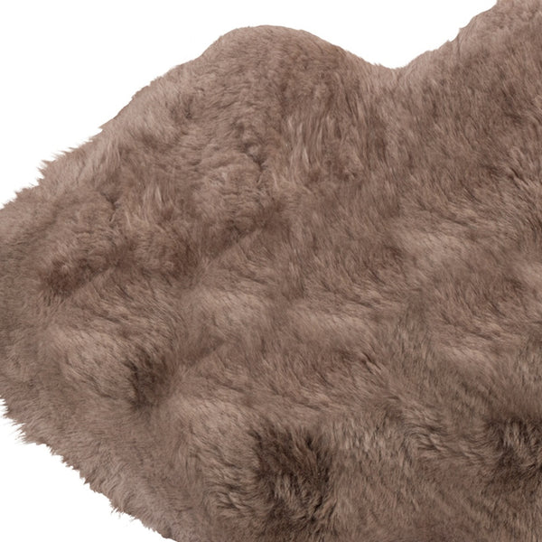 Homeroots 24" X 36" Taupe Sheepskin Single Long-haired - Rug  Genuine Sheepskin 332267