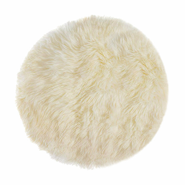 Homeroots 5' Off White Round Shag Sheepskin Area Rug  Genuine Sheepskin 332268