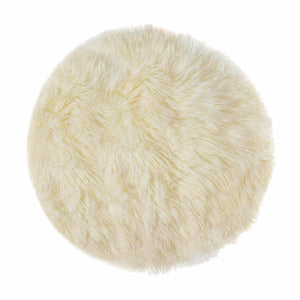 Homeroots 5' Off White Round Shag Sheepskin Area Rug  Genuine Sheepskin 332268