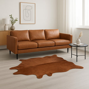 HomeRoots 6' X 7' Cowhide Area Rug - Authentic, Durable, and Stylish Floor Covering for Rustic Elegance Brown 332269