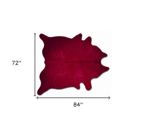 Homeroots 72" X 84" Burgundy Cowhide  Rug Burgundy Cowhide 332270