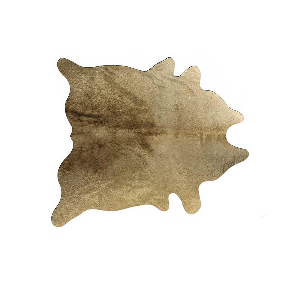 HomeRoots 6' X 7' Cowhide Area Rug - Authentic, Durable, and Stylish Floor Covering for Rustic Elegance Gold 332271