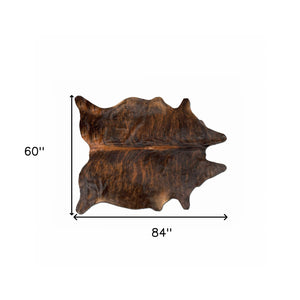 Homeroots 60" X 84" Dark Brindle Cowhide  Rug Dark Brindle Cowhide 332273