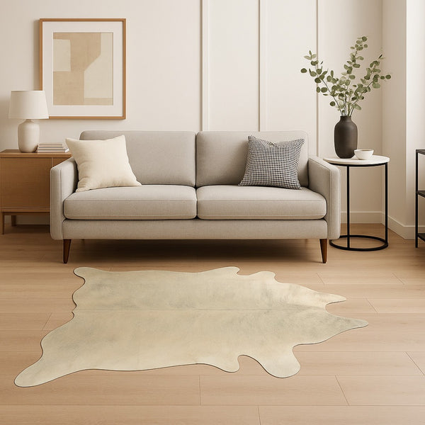 HomeRoots 5' X 7' Cowhide Print Area Rug - Rustic Elegance, Low Pile Durability for Modern Living Spaces Light Brindle 332274