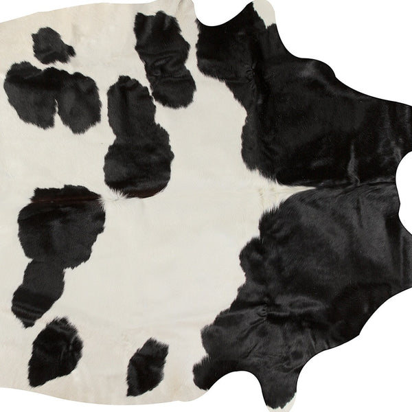 Homeroots 72" X 84" White And Black Cowhide  Rug White,Black Cowhide 332276