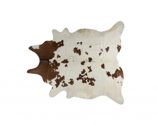 Homeroots 72" X 84" White And Brown Cowhide  Rug White,Brown Cowhide 332277