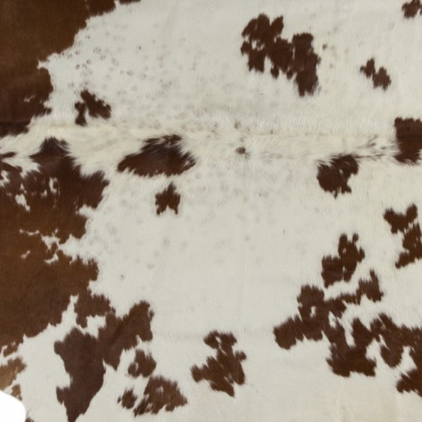 HomeRoots 6' X 7' Cowhide Print Area Rug – Luxurious Texture, Durable Design for Modern Living Spaces, Easy Care White/Brown 332277