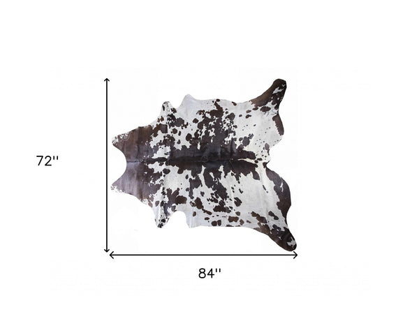 Homeroots 72" X 84" White And Chocolate Cowhide  Rug White,Chocolate Cowhide 332278