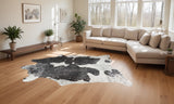 Homeroots 72" X 84" Silver Black & White Cowhide  Rug Silver,Black,White Cowhide 332284