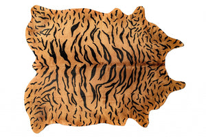 HomeRoots 6' Brown and Black Cowhide Tiger Print Area Rug - Bold Texture for Modern Living Spaces, 72"x84" 332285