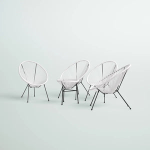 English Elm Outdoor 5-Piece Papasan-Style Lounge Set For 4 - Weather-Resistant, Modern Design For Patios B120S00219