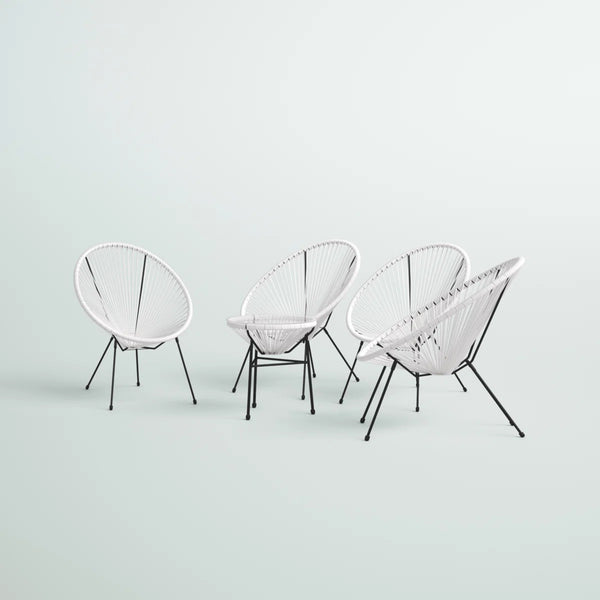 English Elm Outdoor 5-Piece Papasan-Style Lounge Set For 4 - Weather-Resistant, Modern Design For Patios B120S00219