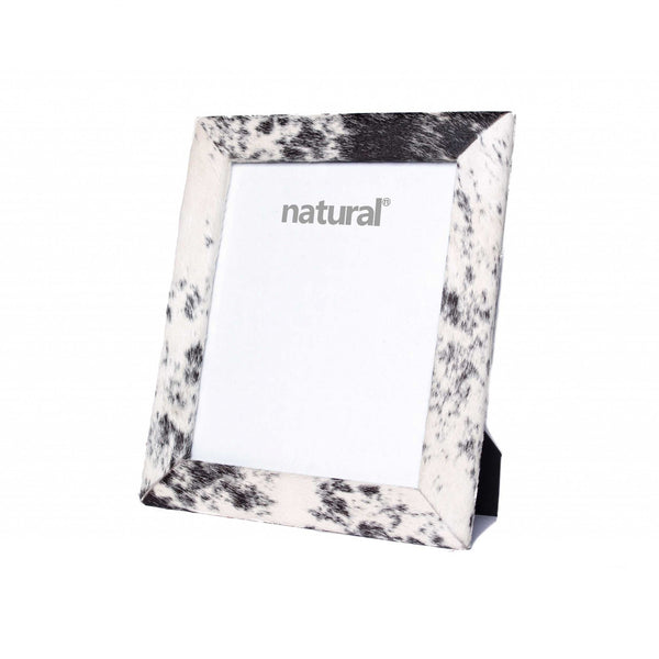 Homeroots 8" X 10" Black And White Cowhide Picture Frame Black,White  332321