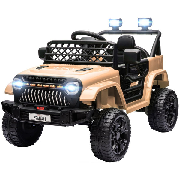 English Elm Qaba 12v Battery Powered Kids Ride on Utv with Spring Suspension and Remote Khaki W2225P249875