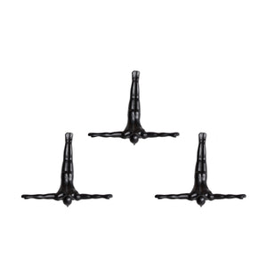 Homeroots Set Of Three 7" Black Diver Resin Wall Decor Black Resin 332359