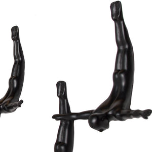 HomeRoots Set of Three Dimensional Diving Man Wall Sculptures for Modern Home Decor and Artistic Flair Black 332359
