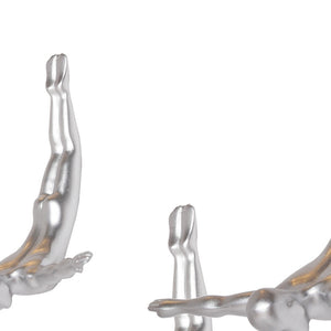 HomeRoots Set of Three Dimensional Diving Man Wall Sculptures for Modern Home Decor and Artistic Flair Silver 332360