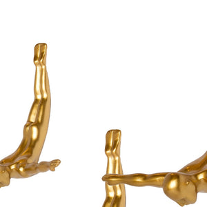 HomeRoots Set of Three Dimensional Diving Man Wall Sculptures for Modern Home Decor and Artistic Flair Gold 332362