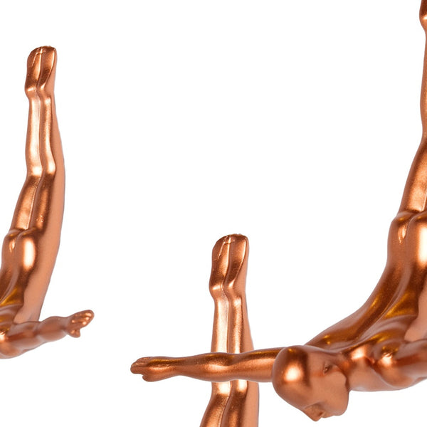 Homeroots Set Of Three 7" Bronze Divers Resin Wall Decor Bronze Resin 332363