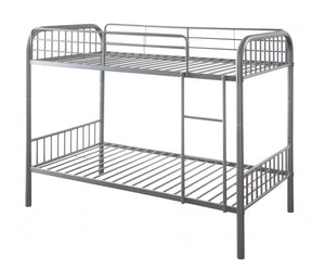 Homeroots 79" X 42" X 61" Gunmetal Metal Twin Over Twin Bunk Bed  Metal 332365